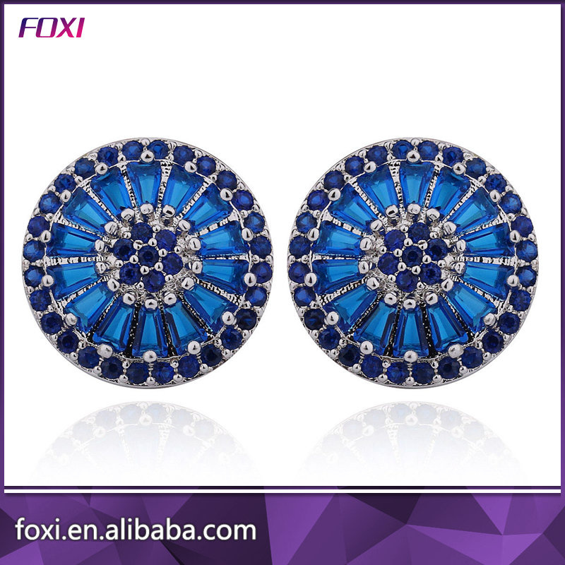 Pizza Shape Stud Earrings with Micro CZ Pave for Women