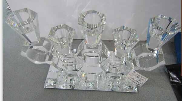 Crystal Candle Holder with Mirro Base for Home Decoration