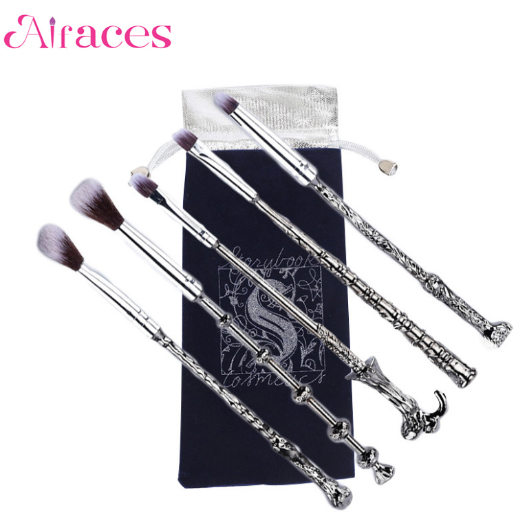 5PCS Harry Potter Magic Wand Makeup Brush Set with Nylon Bag