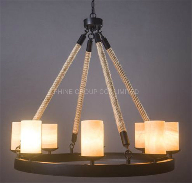 Phine Home or Hotel Decoration Metal & Rope Pendant Lamp