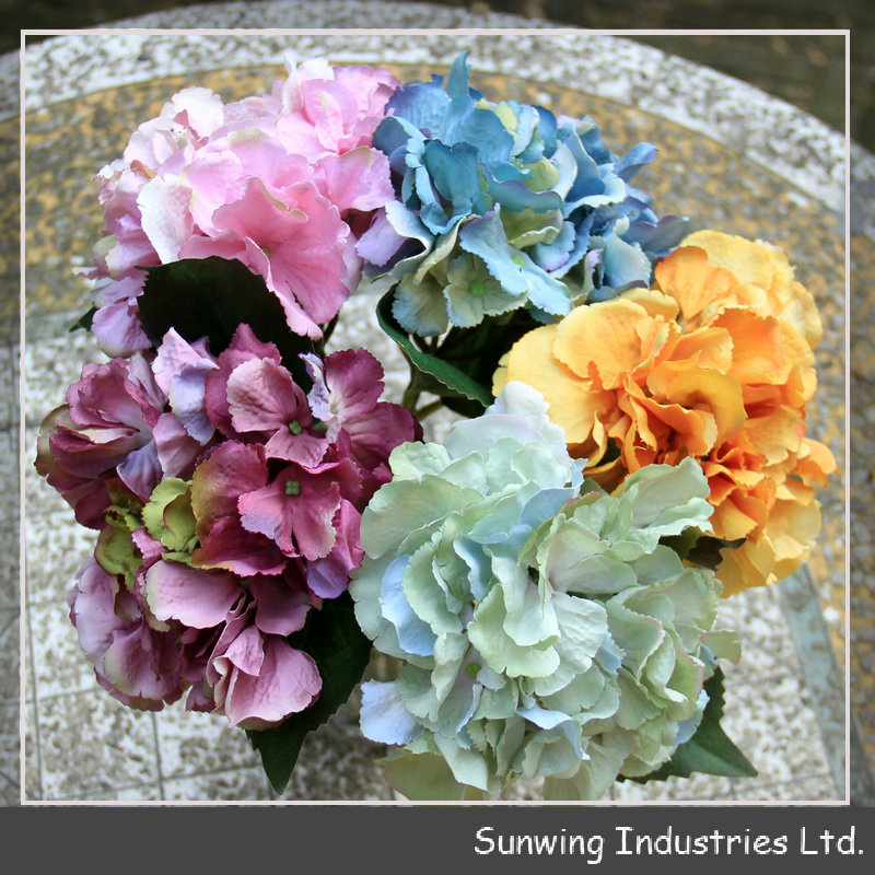 Dark Green Artificial Hydrangea Flower