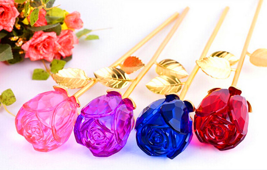 Colourful Crystal Rose Flower as Christmas Gift (KS25102)