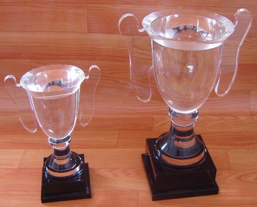 Small Crystal Trophy Clear Handles Black Base