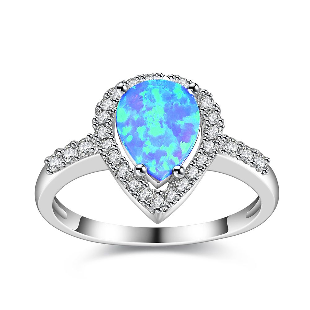 Latest Style Jewelry White Gold Plated Imitation Opal Stone Ring