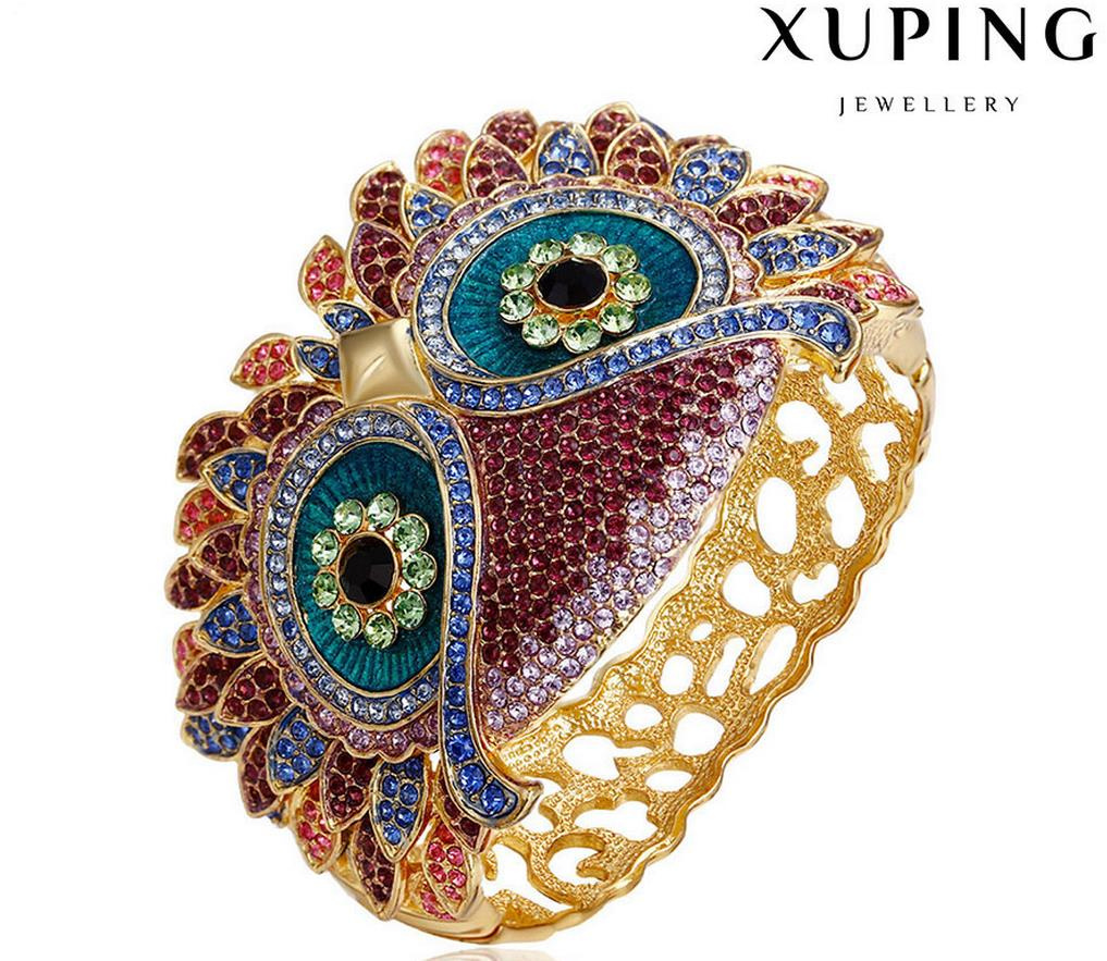 B-115 Fashion Luxury Noble 24k Gold Owl Design CZ Bangle