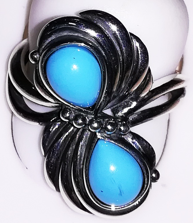 925 Sterling Silver Ring with Pear Cut Turquoise