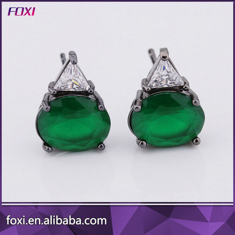 Latest Simple Design Silver Plated Crystal Stud Earrings