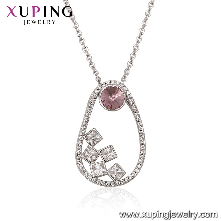 43734 Xuping New Designs Circle Gold Plated Crystals From Swarovski Ladies Fashion Necklace