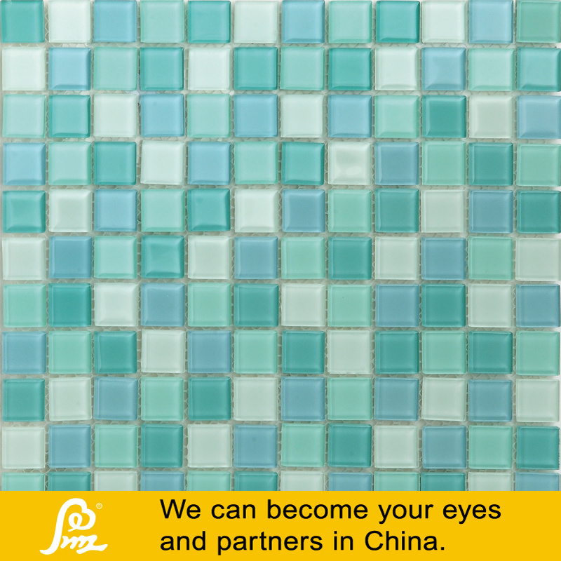Swimming Pool Crystal Glass Mosaic in Green and White