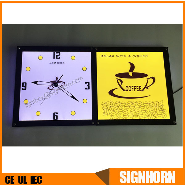 High Quality New Style Crystal Light Box with Clock