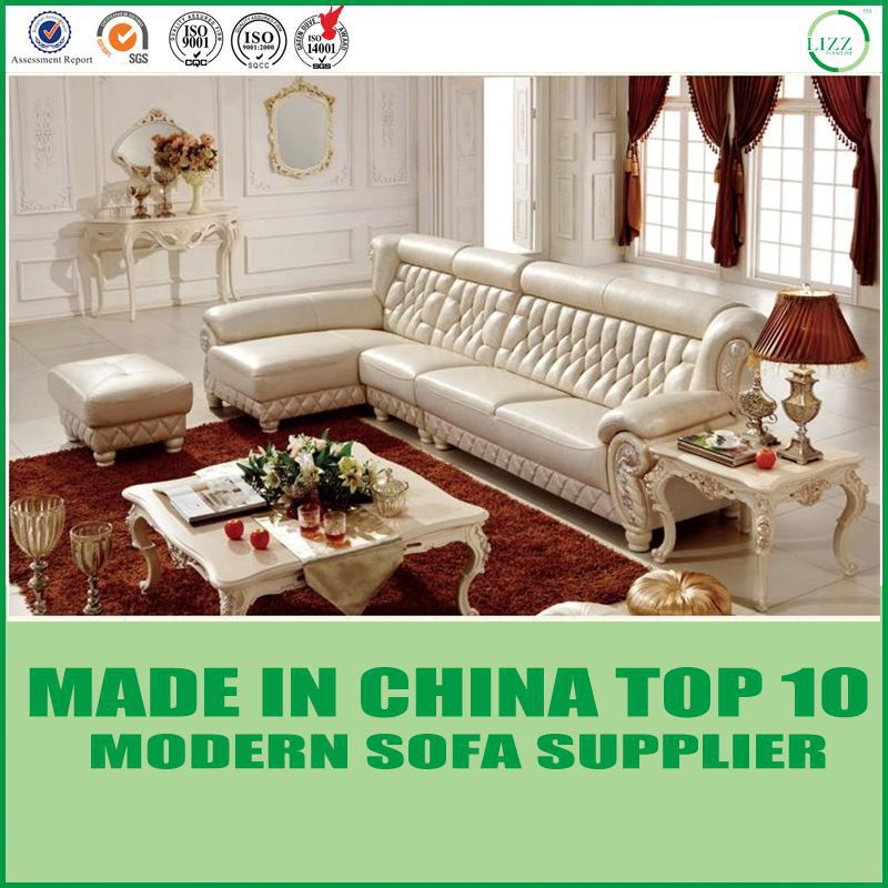 Button Tufted Leather Corner Sofa Set