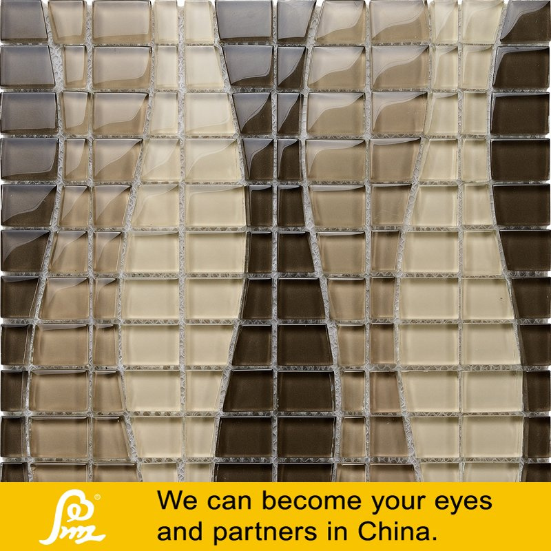 Special Wave Shape Project Design Crystal Glass Mosaic