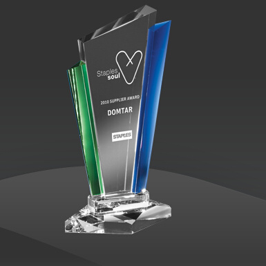 Double Blue Green Edge Crystal Award (MPI-CR-A1033GRBU-10)