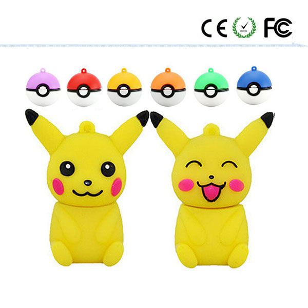 Pokemon Ball Pikachu USB Flash Drive Memory Stick U Disk Pen Drive 4/8/16/32/64G