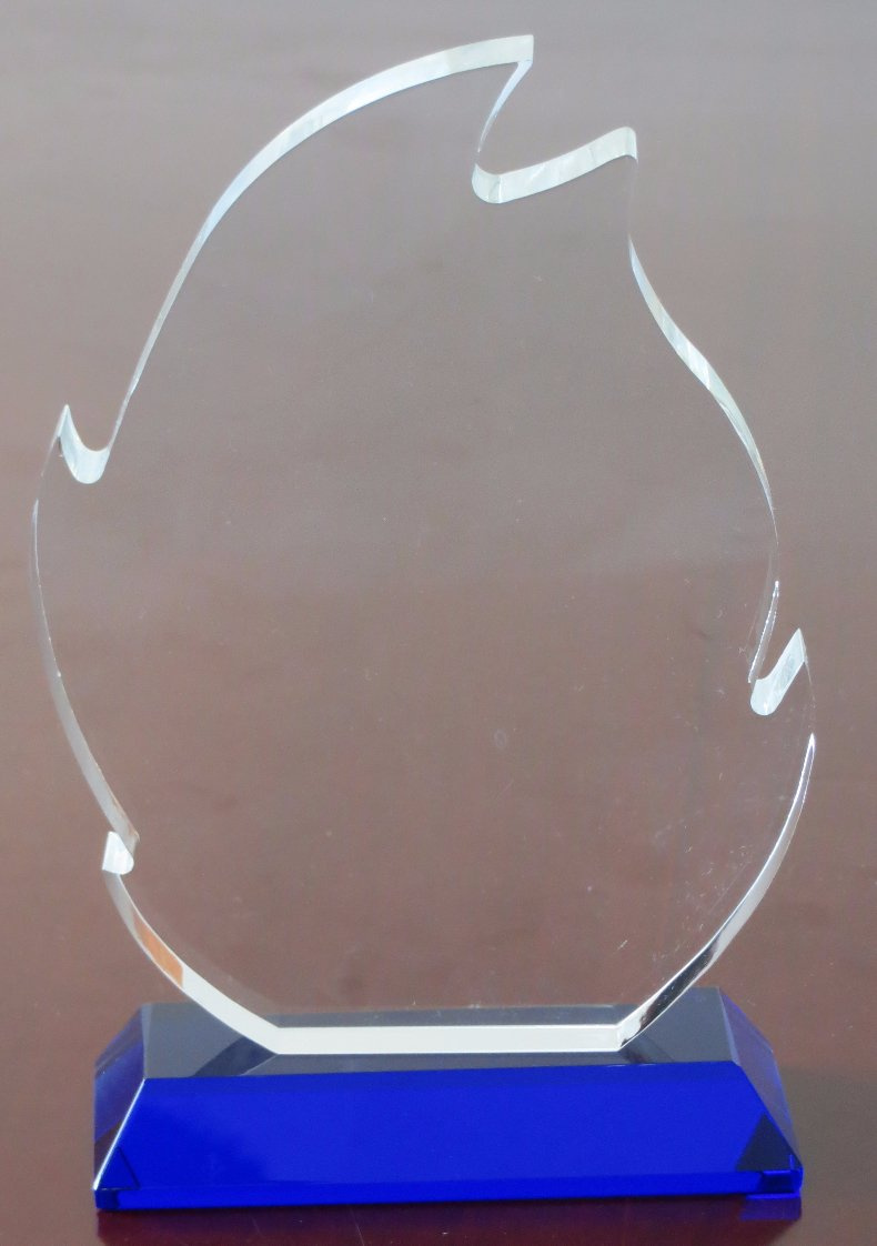 Leaf Crystal Trophy-Blue Base