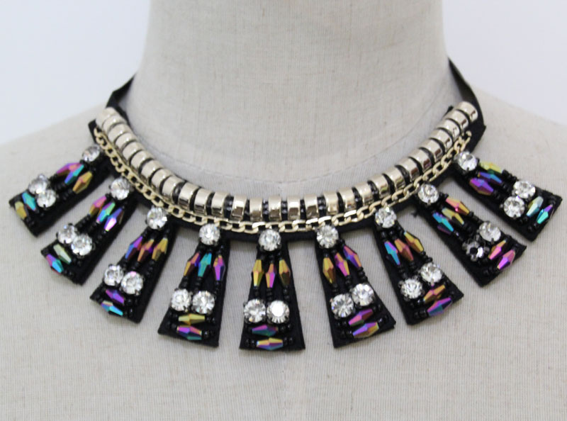 Fashion Colorful Charm Crystal Chunky Choker Necklace (JE0114-2)