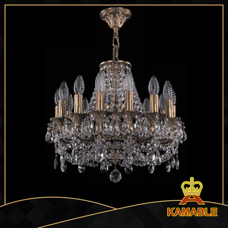 Modern Atmospheric Transparent Brass Crystal Chandelier (1707-14-125 CFP)