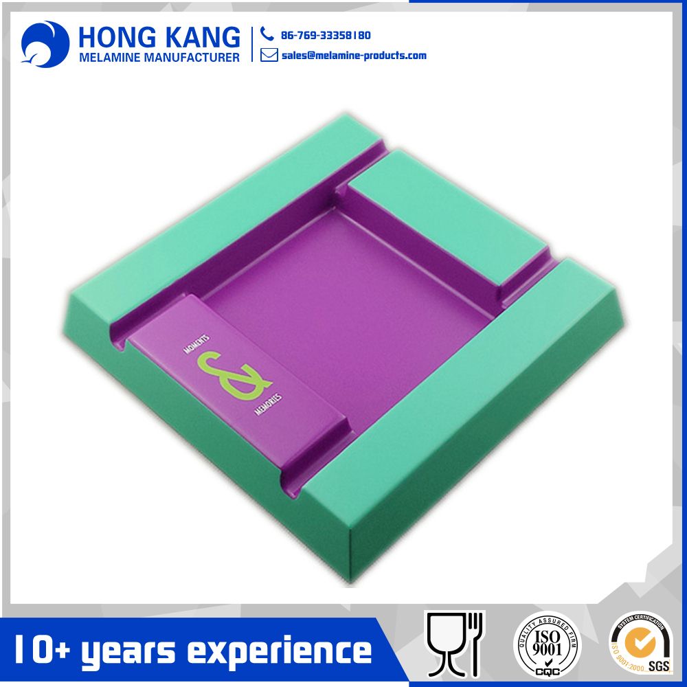 Bicolor Melamine Square Ashtray with Logo