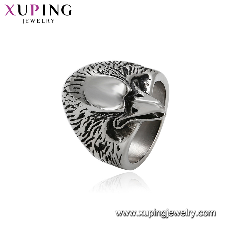 15509 Xuping Single Simple Eagle Shaped Ring Designs, Jewelry Class 12 Gram Black Gun Color Ring for Women