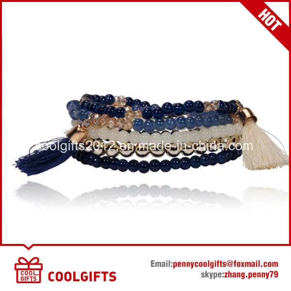 New Design Ladies Colorful Alloy Glass Tassels Bracelet