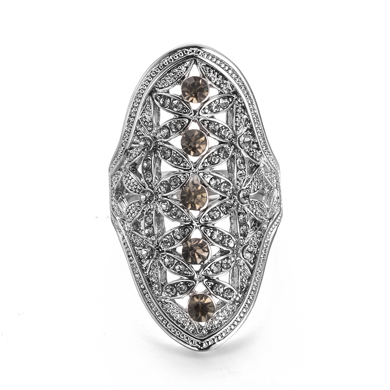 VAGULA 2017 New Style Silver Plated Coffee CZ Rhinestone Ring