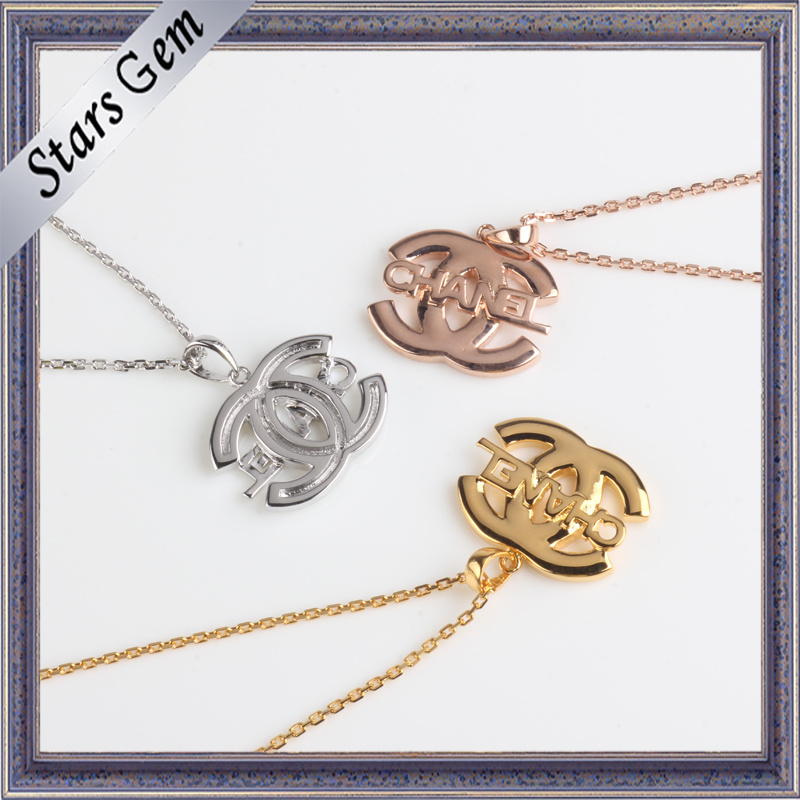 Fashion Special Logo 925 Silver Gold Plated Jewelry Necklace