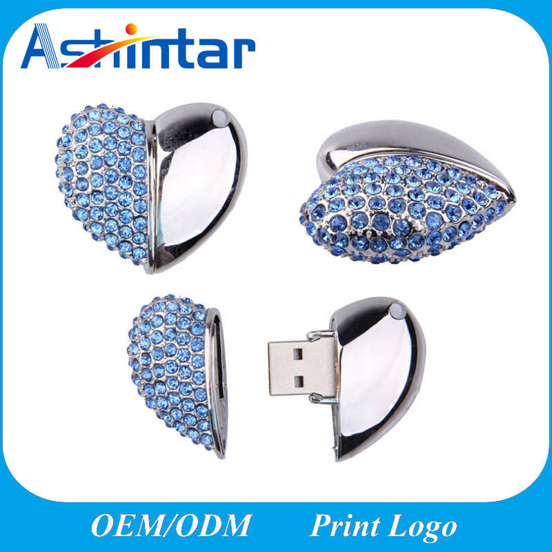 Mini Waterproof USB Memory Disk Crystal USB Pendrive Heart Shape USB Stick