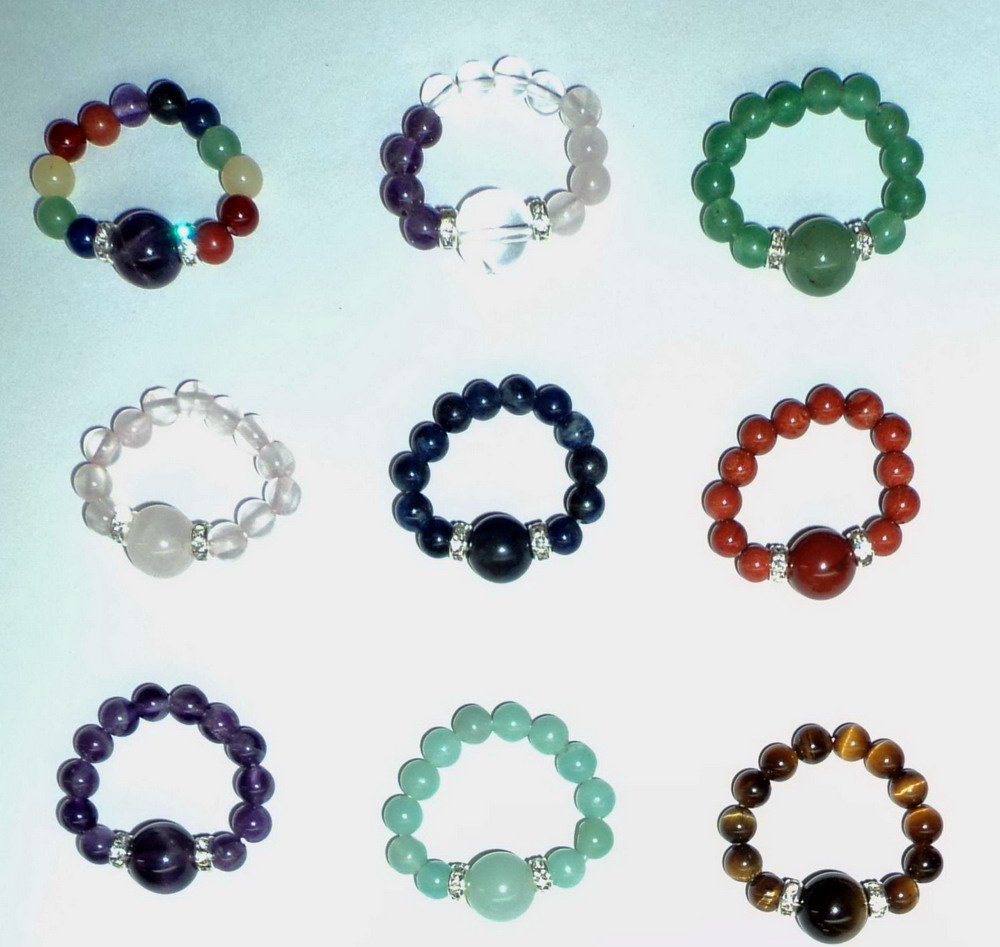 Natural Stone Crystal Beaded Ring