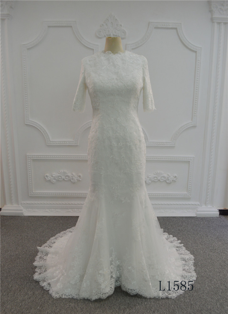 Guangzhou Mermaid Wedding Dress with Prices Bridal Lace Wedding Dress Muslim
