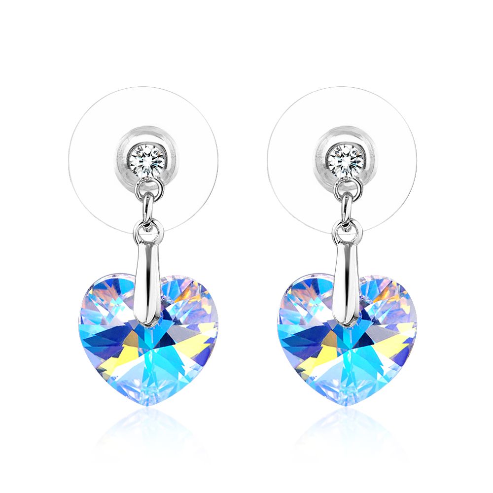 Heart Shape Blue Crystal Women Fashion Earrings