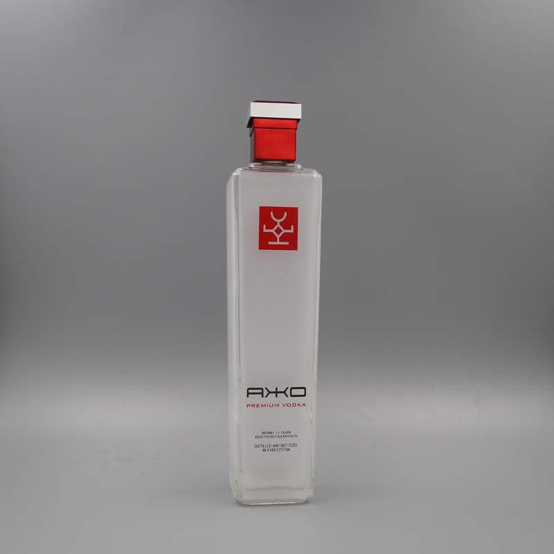 Square Vinegar Glass Bottle, Clear Vodka Glass Vessel