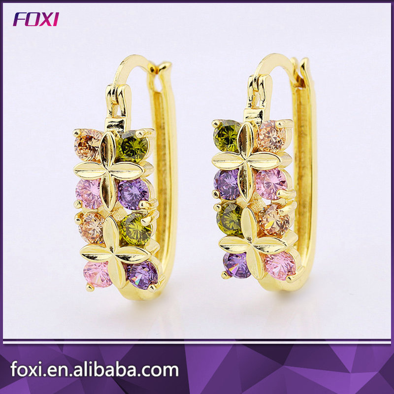 Custom New Elegant CZ Jewelry Zircon Diamon Color Hoop Earrings