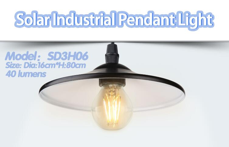 Solar Industrial Pendant Light with Remote Control