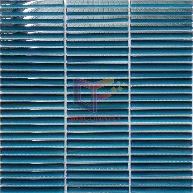Strip Glass Mosaic Tile in Blue Color (PT60)