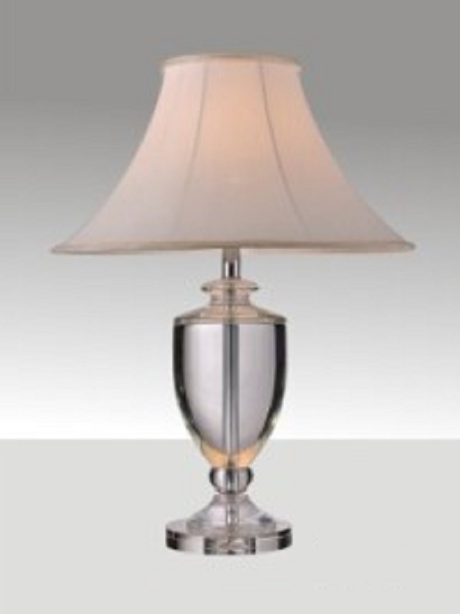 Phine 90078 Clear Crystal Table Lamp with Fabric Shade