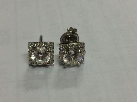 Squre Silver Ring with CZ