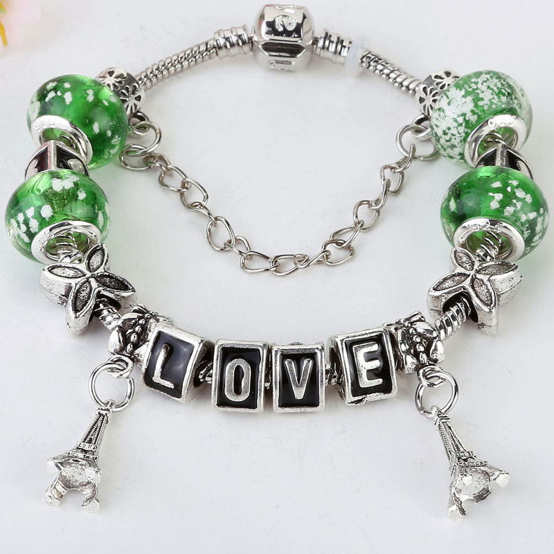 Fashion Crystal DIY Glass Beaded Bracelet Simple Eiffel Tower Bracelet