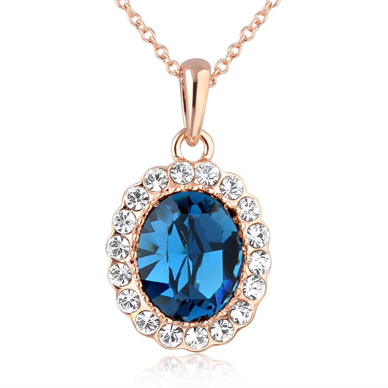 Top Sale Rose Gold Plated Crystal Necklace of Fashion Jewelry