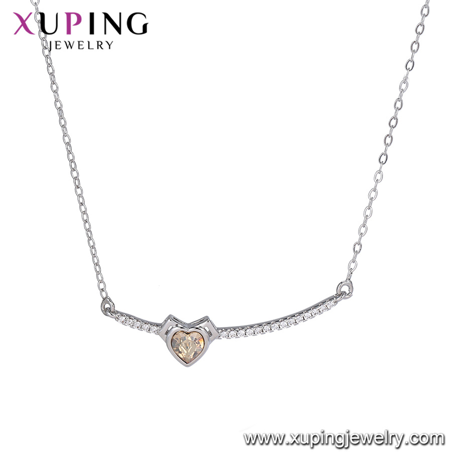 44110 Xuping Fashioned Crystals From Swarovski Bar White Gold Plated Necklace Jewelry