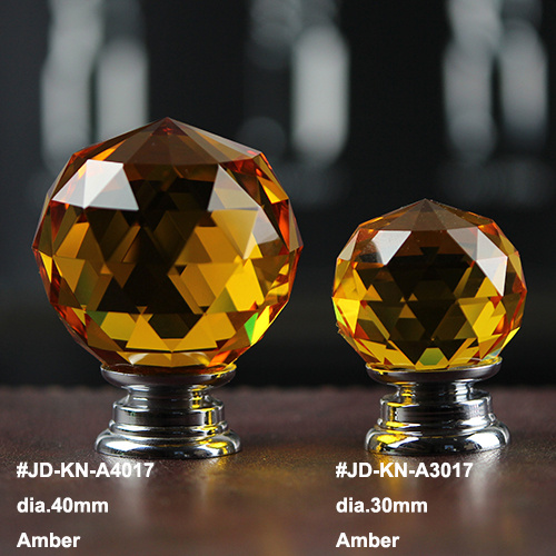 40mm Amber Crystal Knob for White Furniture