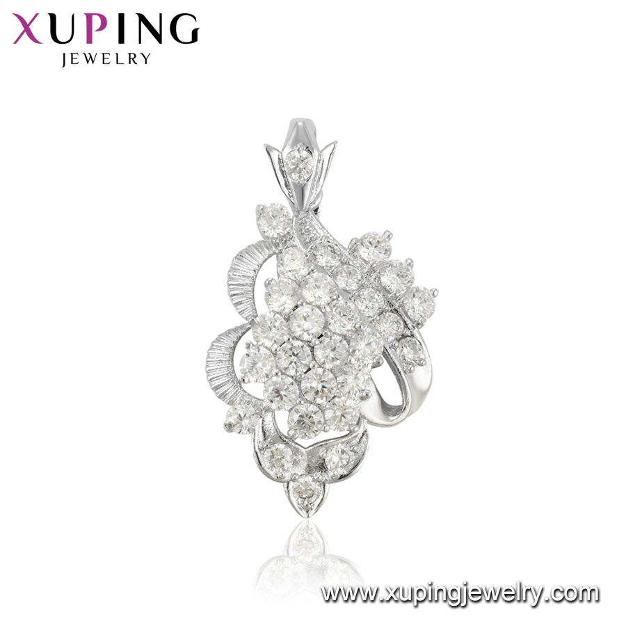 31193 Fashion Xuping Elegant Imitation Pearl Gem Silver Rhodium Jewelry Pendant in Copper Alloy