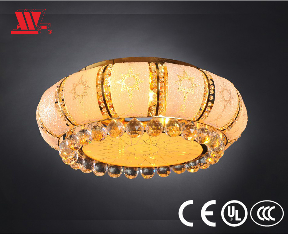 Crystal Ceiling Light with Crystal and Art Glass Decoration