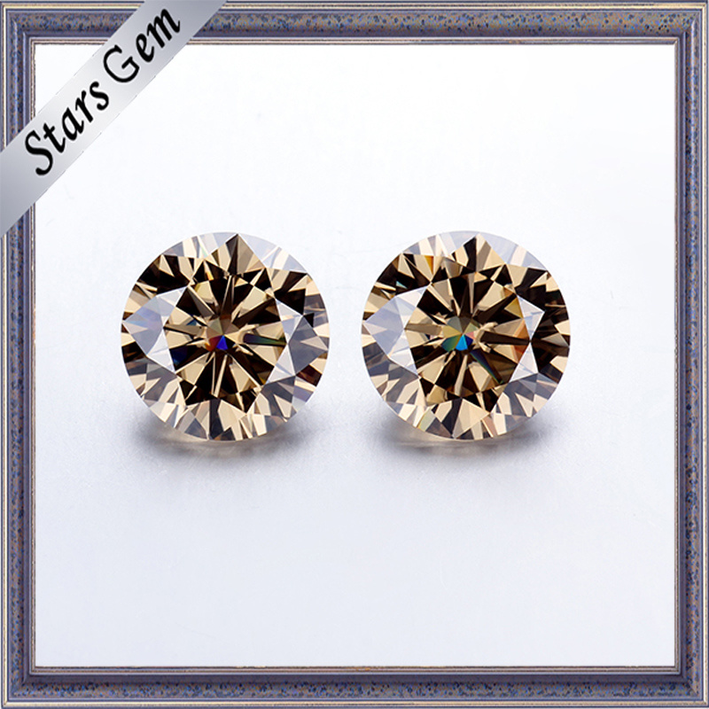 Customize Cutting Available Champagne Color Moissanite Diamond