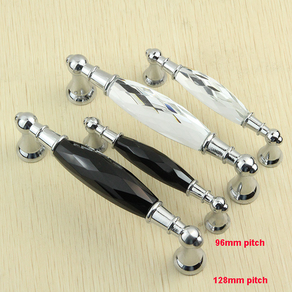 Big Long Hardware Handle in Black Crystal 128mm Pitch