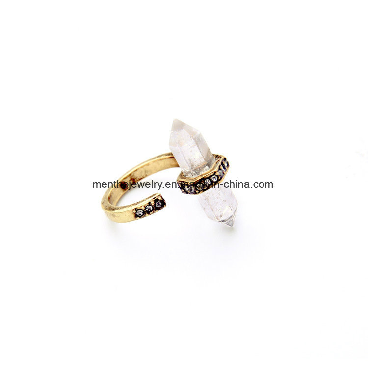 Simple Personal Statement Alloy Rhinestone Studded Women's Ring Bullet Shape Gem Jewelry