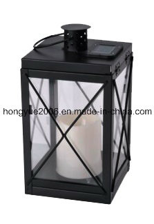 Antique Iron Art Outdoor Solar Candle Lantern, Garden LED Lantern