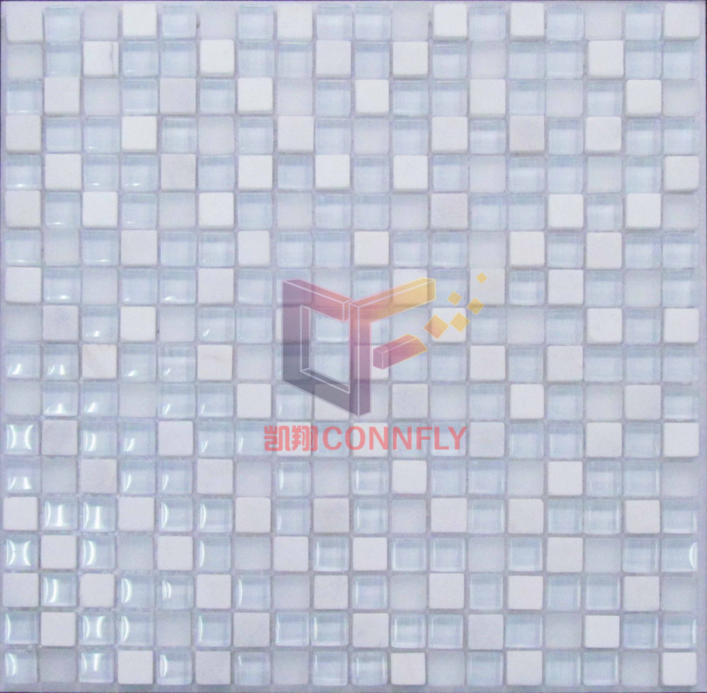Super White Glass and Stone Mixed Mosaic (CS137)