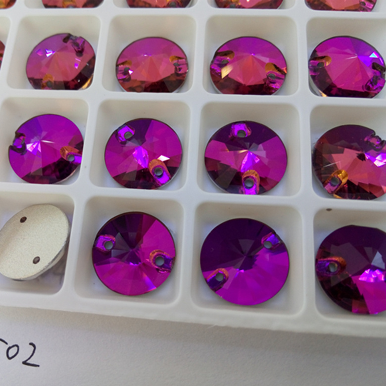 Fuchsia Round Rivoli Flat Back Stones for Sewing (DZ-3041)