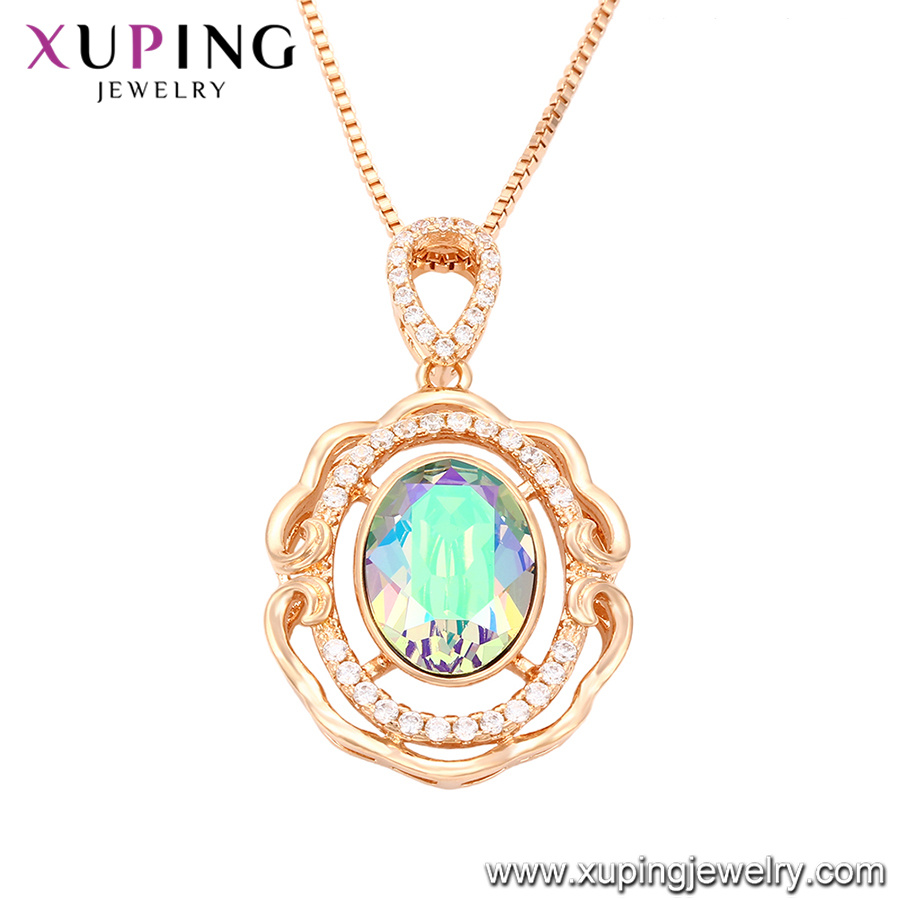 43167 Xuping Vogue Dubai Gold Plated Wedding Necklace Jewelry Crystals From Swarovski