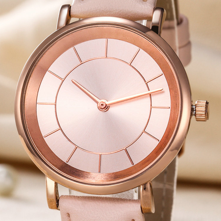 Custom Ladies Leather Quartz Wist Watches, Woman Alloy Watch (WY-17046)